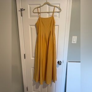 Madewell Yellow Pleated Spaghetti Strap Dress